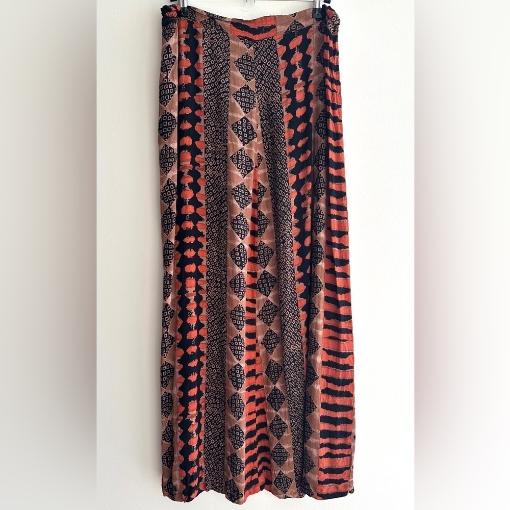 Madam Blue Clothing Animal Print/Tribal Print Skirt, Orange/Brown/Black, L